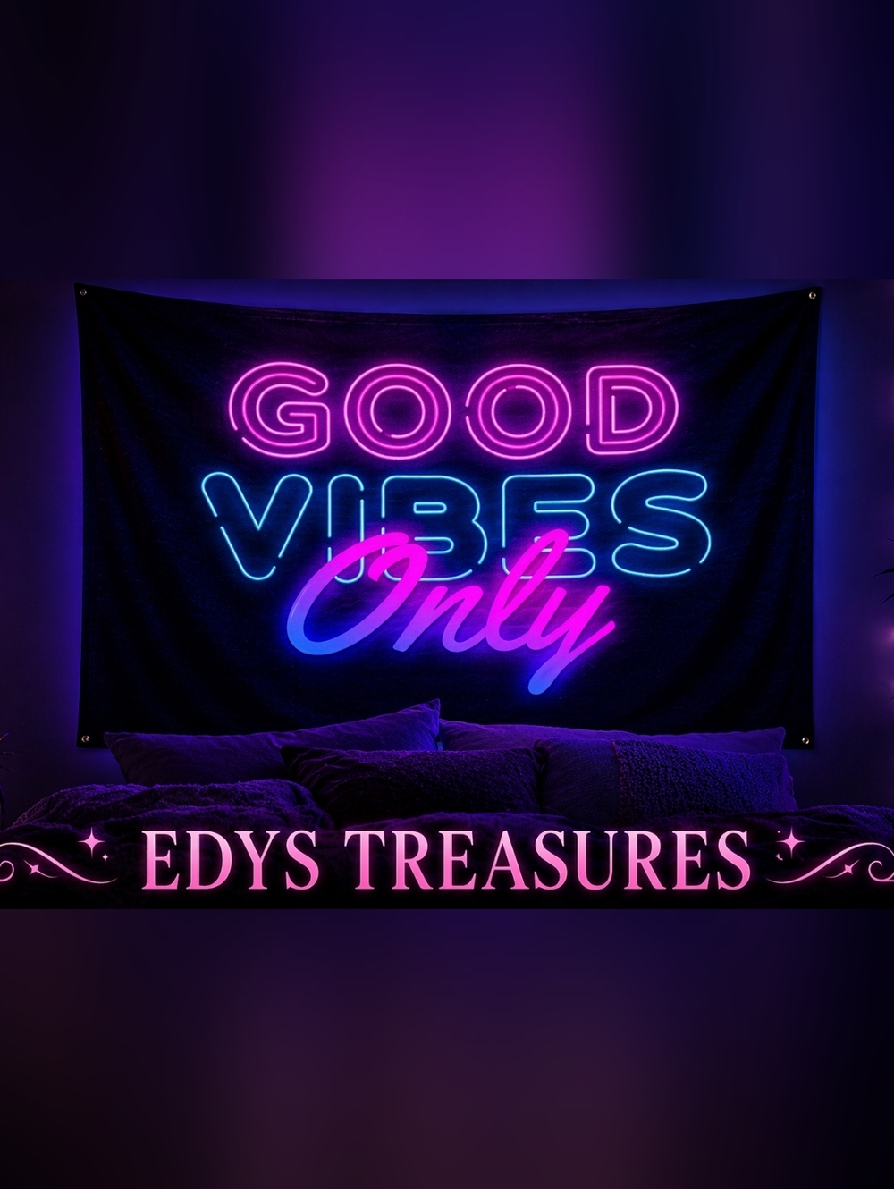 New Good Vibes Only Tapestry Wall Hanging NWOT